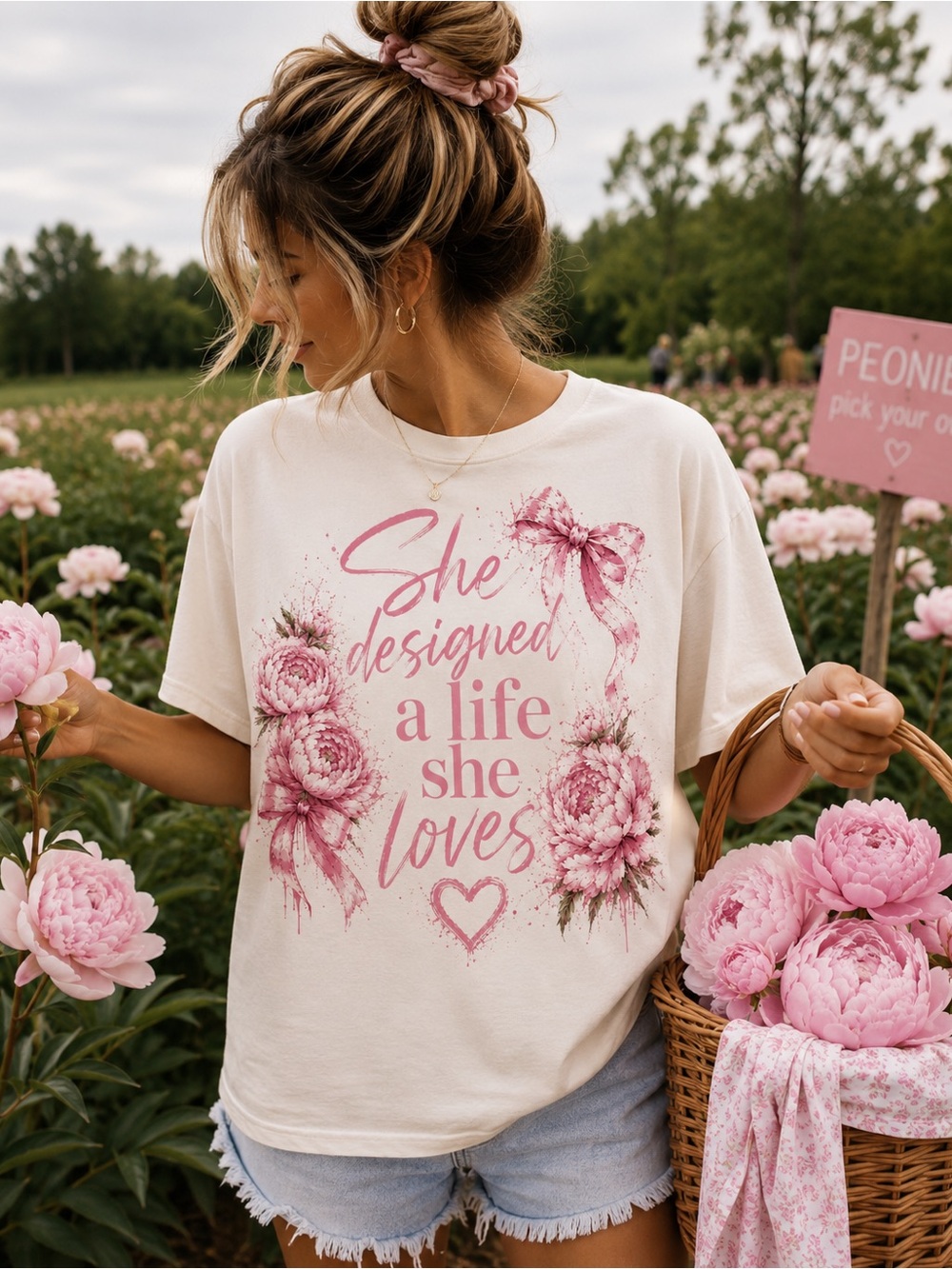 She Designed a Life She Loves Pink Graphic Tee - Women S-5x